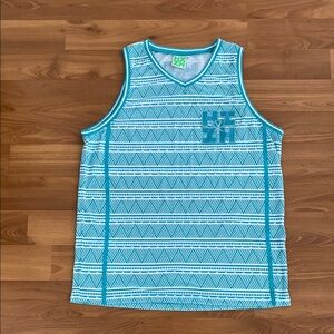 COPY - Hawaii’s Finest Teal & White Polynesian Tribal V Neck Tank Top Men’s Siz…